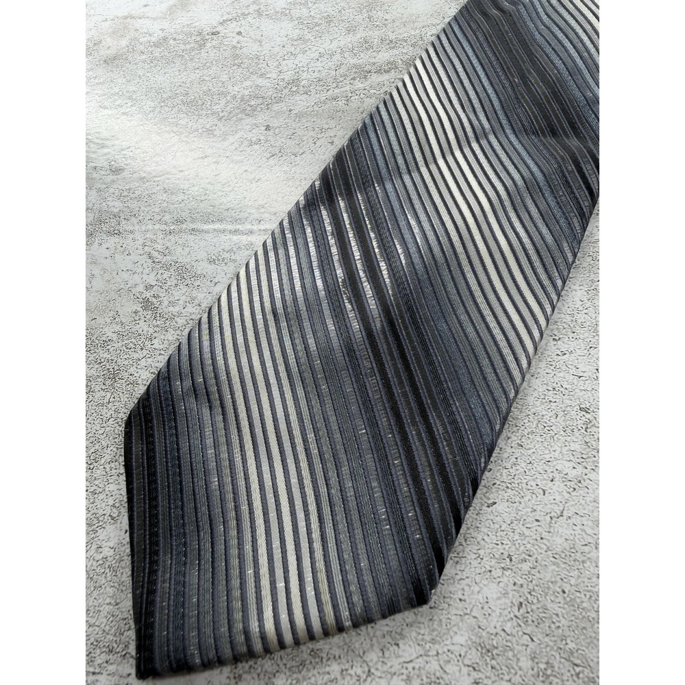 Milimetric Cravatte Tie Mens One Size Gray Microfiber Pointed Striped Logo